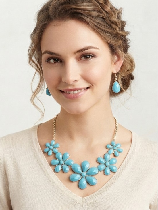 FLORAL STATEMENT NECKLACE AND EARRING SET